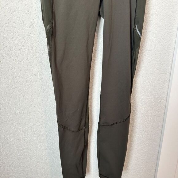 Lululemon Dark Olive Green Wunder Under Sporty Mesh Leggings - Size 6 - EUC - Picture 2 of 7